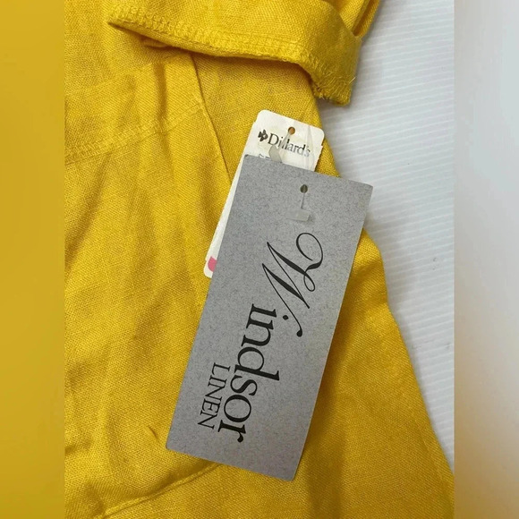 VTG Sharon Anthony Deadstock Yellow Windsor Linen Button Front Tunic Size 10 - Picture 2 of 8